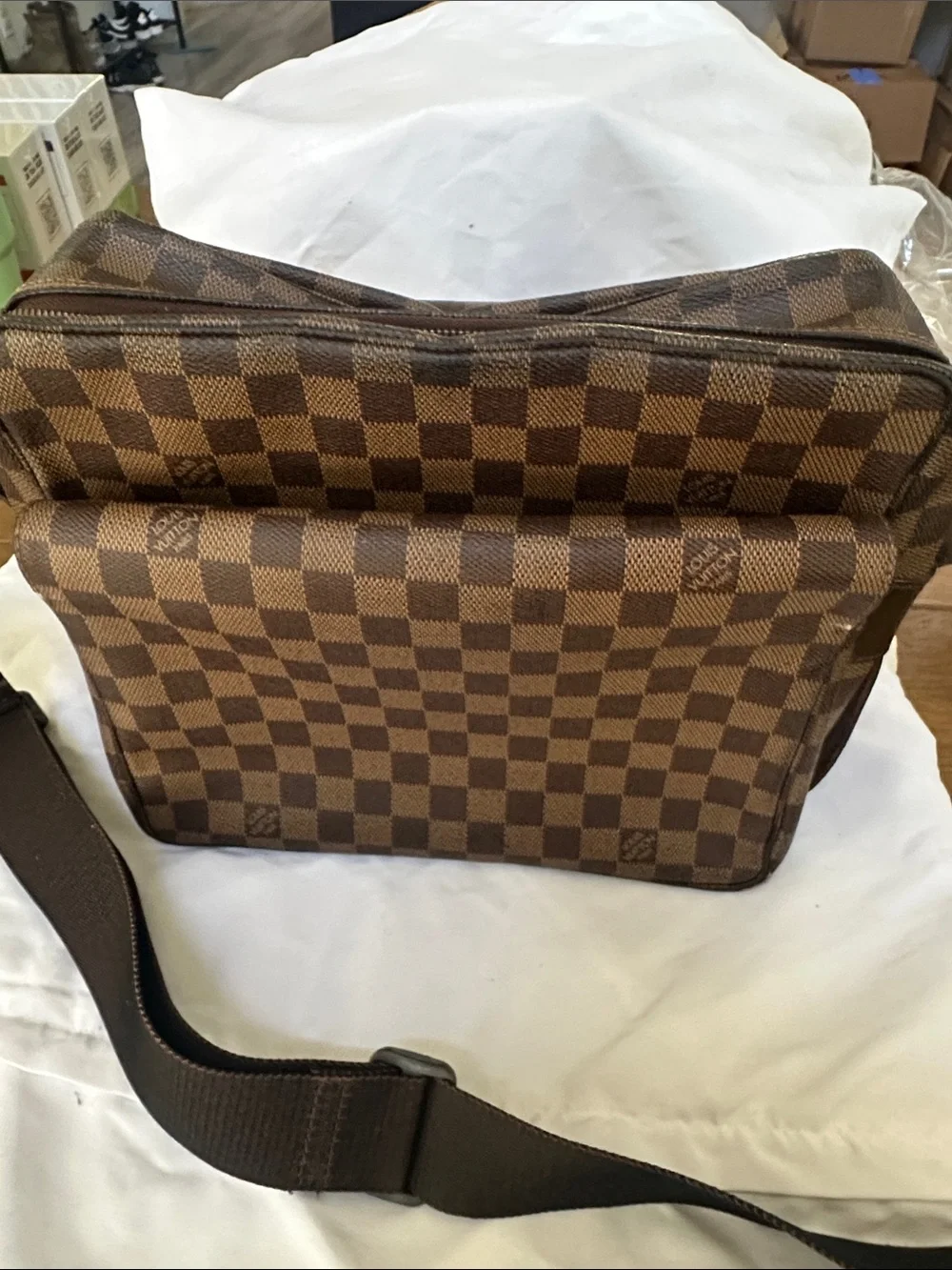 Louis Vuitton Naviglio Damier Ebene Canvas Shoulder Bag